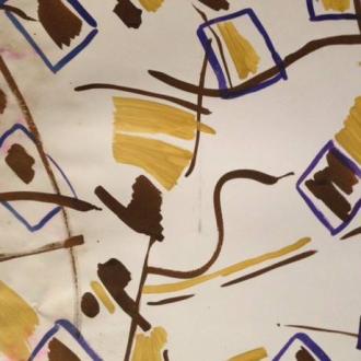 Naples Umber and Ultra Tango, 23” x 27” Gouache on paper (unframed)