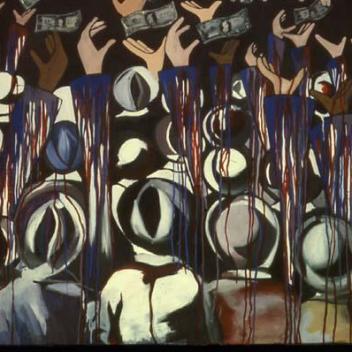 The Foolish Love of Money is the Hobgoblin of Little Minds, 5' x 6' Oil on Canvas SOLD