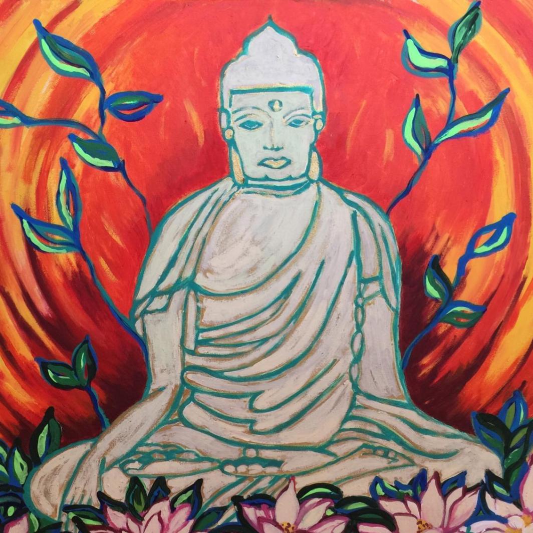 Meditative Buddha, 22” x 24” Acrylic on canvas (unframed)