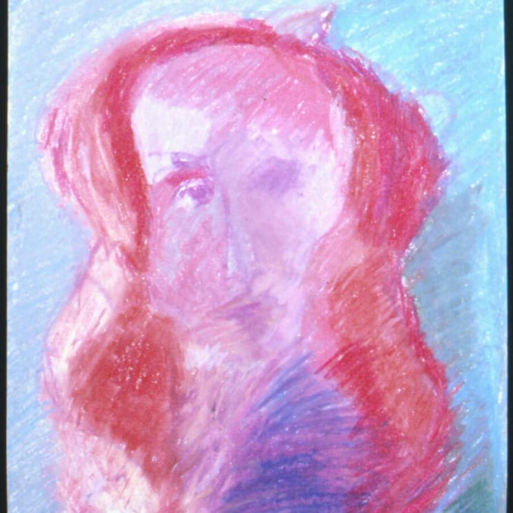 Self portrait of Contempt, 11” x 14” Oil pastel on white board (unframed)