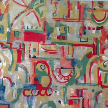 Tulum Reflection, 36” x 24” Gouache on paper (unframed)