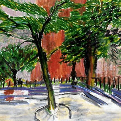Brooklyn Botanic Garden #2, Oil pastel on paper 22” x 14”  (unframed)