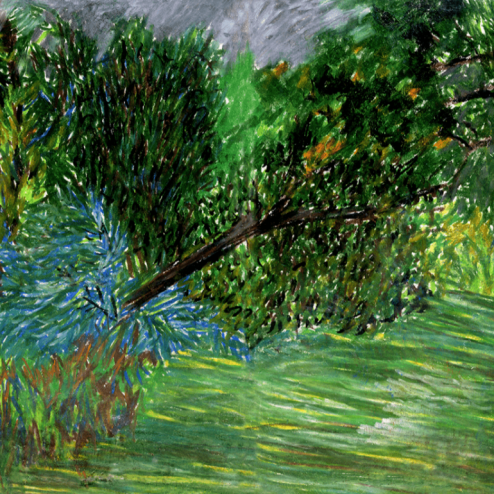 Cobble Hill Park, Oil pastel on paper 22” x 14” (unframed)